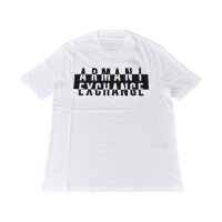 A│X Armani Exchange經典黑白字母LOGO造型純棉短袖T恤(XS/S/M/L/白x黑字)