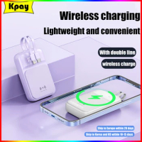 10000mAh Portable Macsafe Powerbank With Cable Magnetic Wireless Power Bank For iphone Xiaomi External Auxiliary Spare Battery