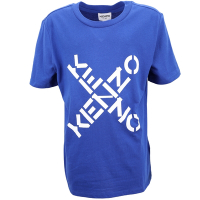 KENZO Sport 童裝 交叉字母純棉寶藍色短袖TEE T恤