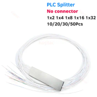 High quality 10pcs/lot PLC Bare Fiber Optic Splitter 0.9mm 2,4 Port 1x2 1x4 1x8 1x16 1x32 Without Connector 0.9mm PLC Splitter