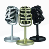 Simulation Classic Retro Dynamic Vocal Microphone Vintage Style Mic Universal Stand for Live Performance Studio Recording