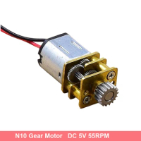 12mm Micro N10 Full Metal Gearbox Gear Motor DC3V-6V 5V 55RPM Slow Speed 17 Teeth Stainless Steel Gear for 3D Printing Pen Robot