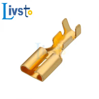 ขั้วต่อขั้วรถยนต์, ทองเหลือง H62, ขนาด 6.3 มม., ชนิดหุ้มฉนวน, ขั้วต่อตัวเมีย, 50/100 ชิ้น, E6.3