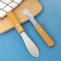 Butter Knife Cheese Jam Smear Tableware Wood Handle Scraper Breakfast Sandwich Cheese Slicer Knife Dinner Knives Kitchen Gadget