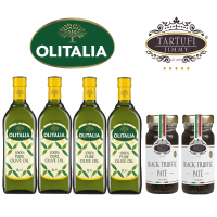 Olitalia奧利塔 純橄欖油1000mlx4-禮盒組(+Jimmy義大利松露蘑菇醬90公克x2罐)