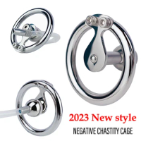 Small Negative Cock Cage Fu Fu Sissy Chastity Inverted Male Chastity Cage Chastity Belt Penis Rings Metal BDSM Sex Toy 성인용풍 남성용품