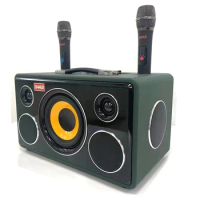 Professional Big Power 6 Inch Stereo Bass Vintage Wooden Party Home Theatre System Speaker Karaoke Audio Sound System With Mic