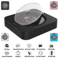 Portable CD Player Wall Mountable CD Music Player Bluetooth Remote Control FM Radio HiFi Speaker with USB 3.5mm LED Screen