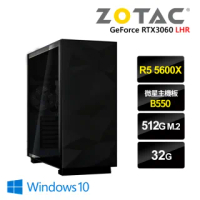 【NVIDIA】R5六核{極靈W}RTX3060-12G獨顯Win10電玩機(R5-5600X/微星B550/32G/512G_SSD)
