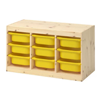TROFAST 收納組合附收納盒, 染白松木/黃色, 93x44x53 公分