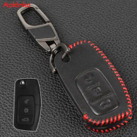 Remote Flip Key Fob Pu Leather Smart Key Cover Case 3 Button For Ford Focus KA Mondeo Fiesta Focus Galaxy Transit Connect Cougar