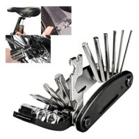 16 In 1 Foldable Metric Bicycle Repair Tool Kit Portable Multi-Functional Motorcycle Mechanic Tool Set