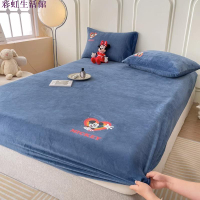 床包牛奶絨床笠單件雪花珊瑚絨床罩加厚冬季兒童床單防滑床墊保護罩套