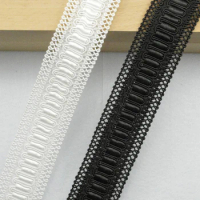 2Meters 35mm Black White Fabric Dotted Wavy Centipede Belt Lace Trim Clothing Home Textiles Curved Chain Edge Sewing Webbing