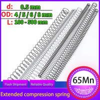 65Mn Spring Steel Compression Spring Extended Extra Long Pressure Springs Wire Diameter 0.5mm OD 4/5/6/8mm Length 100-500mm