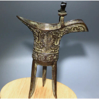 127g Ancient Chinese Handcrafted Brass Exquisite wine glass statues gift A18