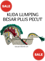 Mainan Anak Kuda Lumping Besar Plus Pecut Bulu/Pecut Lidi Ukuran 80 x 40 cm