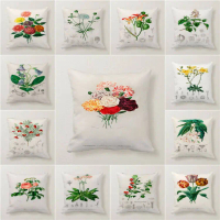 45×45 cm vintage plant prints by Charles Dessalines, short plush pillowcase/soft cushion cover, sing