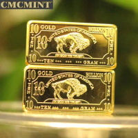 Hot new prodducts Metal Crafts 10 gram 100 mil gold buffalo bar for sale C26F