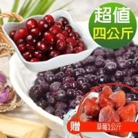 幸美生技原裝進口鮮凍野生藍莓2kg+蔓越莓2kg(加贈草莓1公斤)_A肝病毒檢驗通過 廠商直送