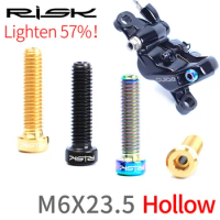 RISK Ultralight M6X23.5 MTB Hydraulic Disc fixed Screw for Deore Guide XT Separate Oil Cylinder Titanium Hollow Bolts