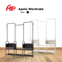 ATP Apolo Wardrobe Clothes Organization Storage Rack Bedroom Furniture Cupboard - Black/White