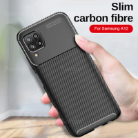 Carbon Fibre Case For Samsung Galaxy A12 6.5" Frosted Feel Soft Cover For Samsung A12 Samsun A 12 12A Shockproof Armor Coque