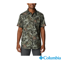 【Columbia 哥倫比亞 官方旗艦】男款-Silver Ridge™超防曬UPF50快排短袖襯衫-綠色印花(UAE09380RF)