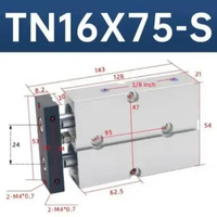 Cylinder pneumatic TN16 Twin Rod Pneumatik Angin Air Silinder Double Stroke TN 16 - TN 16x10 TN 16x7