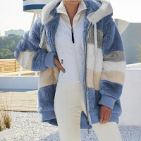 Women Warm Teddy Bear Fluffy Coat Ladies Fleece Zip Jacket Outwear Hooded Jacket
