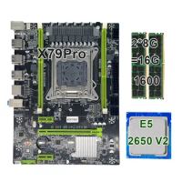 KEYIYOU X79 pro Motherboard with XEON E5 2650 V2 CPU 2*8GB = 16GB DDR3 1600MHZ ECC REG RAM Memory Combo Kit Set NVME SATA Serve