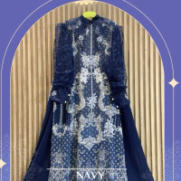 RHS - Jasmine gamis bahan crinkle sutra mix outer ceruty / gamis motif jumbo Simple kondangan lamara