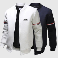 2024 Aeroflot Aviation Russe Logo Print Spring and Autumn Fashion New Men's Zip Flight Jacket Round Neck Casual Streetwear Coat