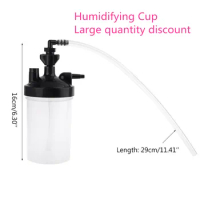 Humidifier Cup Oxygen Bubbler Bottle for Humidity Humidifier Water Bottle and Pipe Connector Elbow for Oxygen Concentrator