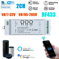 2CH Wifi Smart Switch DIY Timer Ewelink 2.4G Wifi+RF433+BT Home Automation Module For Alexa Google Home IFTT