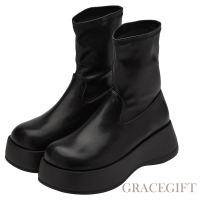 【Grace Gift】漂亮歐膩鬆糕厚底襪靴