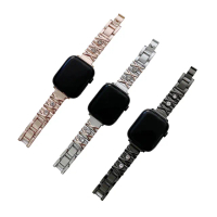 【DAYA】Apple Watch 1-9代/SE 38/40/41mm 奢華水鑽金屬鍊錶帶/鍊帶
