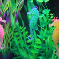 New Arrival Environmental and friendly Luminous Sea Horse Hippocampus Aquarium silicone Fish Tank Decoration