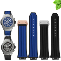 Silicone rubber watch band for Hublot Yubo watch big bang441 big bang fusion 27*17mm watch strap Man's wristband bracelet chain