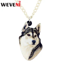 WEVENI Original Acrylic Fashion Siberian Husky Dog Necklace Pendant Chain Choker Cute Bijoux Jewelry For Women Girl Collier 2018