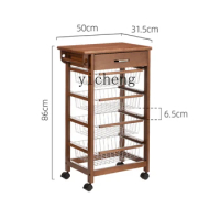 Zk Solid Wood SHIMOYAMA Trolley Movable Sideboard Cabinet Solid Wood Side Table Storage Kitchen Shelf