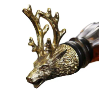 Deer Head Wine Bottle Pourer Stopper Bottle Wine Saver Kitchen Bar Decoration Gift For Holiday Party Desktop Decor 11.5x3cm