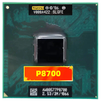 Bộ xử lý laptop Core 2 Duo P8700 SLGFE, xung nhịp 2,5 GHz, bộ nhớ đệm 3 MB, công suất 25 W, hai nhân