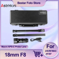 AstrHori 18mm F8 Macro 2X APS-C Probe Lens 90 Degree / Direct View Switching Camera Lens for Fuji X-T30 Nikon D3500 Canon EOS-5D