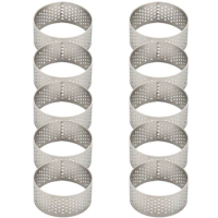 10Pcs 4.5cm Round Stainless Perforated Seamless Tart Ring Quiche Ring Tart Pan Pie Tart Ring with Hole Tart Ring