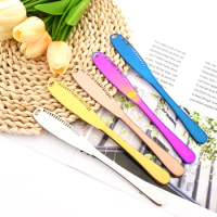 Drmfiy Multifunction Stainless Steel Butter Knife with Hole Dessert Jam Knife Cutlery Tool Kitchen Toast Bread Knife Tableware