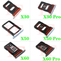 Sim Tray Holder For Vivo X30 / X30 Pro / X50 / X50 Pro / X60 / X60 Pro SIM Card Tray Slot Holder Adapter Socket Repair Parts
