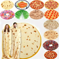 Mexican pancake blanket, funny nap blanket, flying pancake pizza blanket, special-shaped flannel air