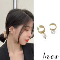 【INES】韓國設計法式復古不規則珍珠造型耳骨夾兩件組(法式耳骨夾 復古耳骨夾 多件式耳骨夾)