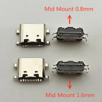 Penyambung USB-3.1, Jenis C, Mendatar Mid Gunung, Perempuan 16P, 1.6mm melalui Papan 0.8mm, 10-100pc